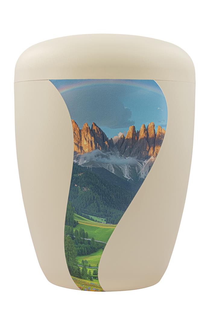 Naturstoffurne, seashell, 'Berg+Regenbogen'
