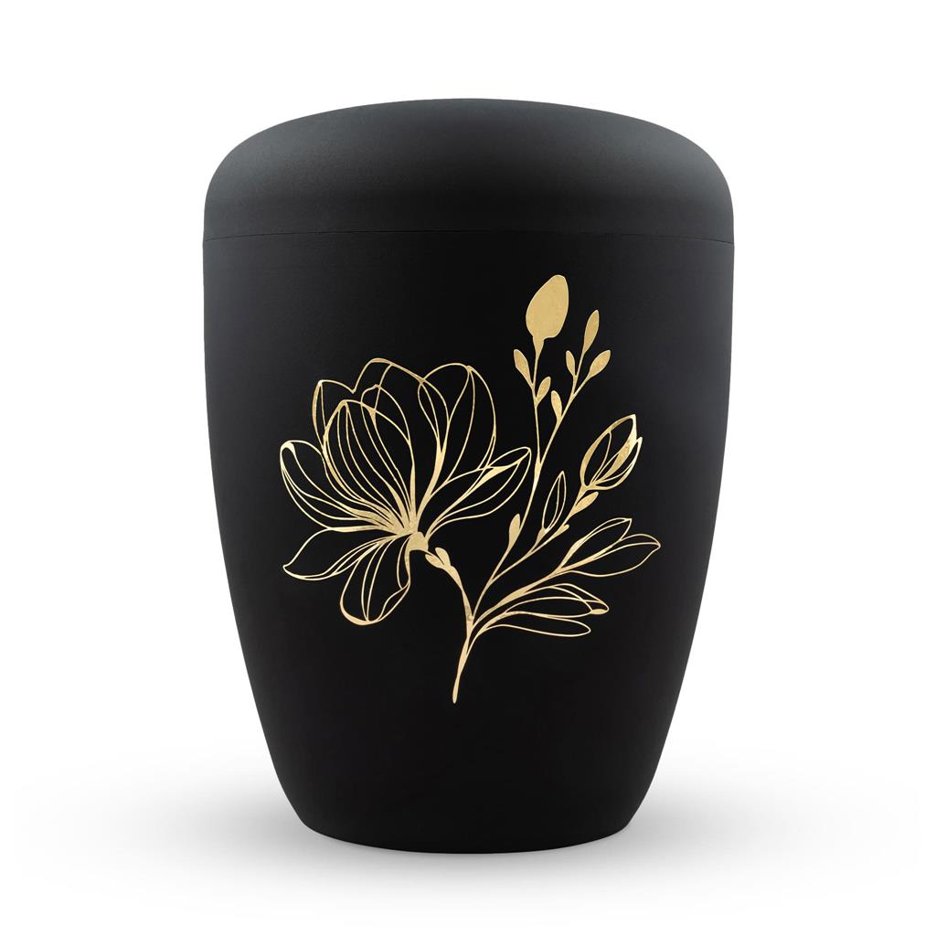 Naturstoffurne, schwarz-matt, "Magnolie"