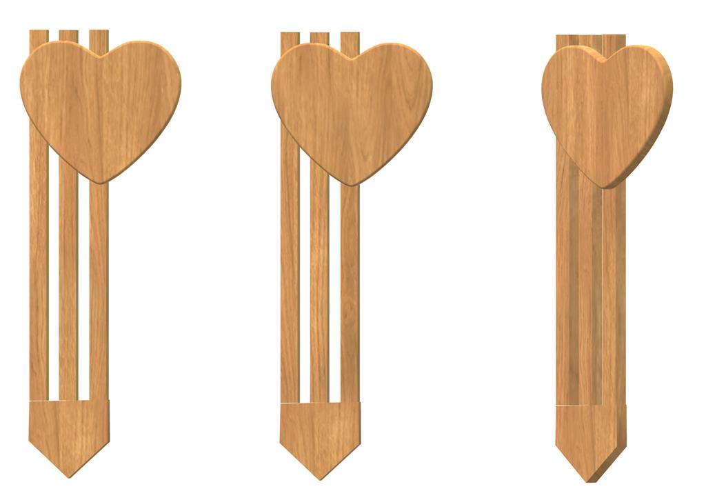 Grabstehle HERZ-III, 120*13,5 cm, Herztafel 35*35 cm, Eiche lackiert