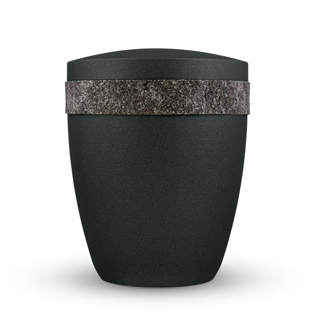 Naturstoffurne, glint-midnight-black, Echtsteinbordüre "BlackPearl"