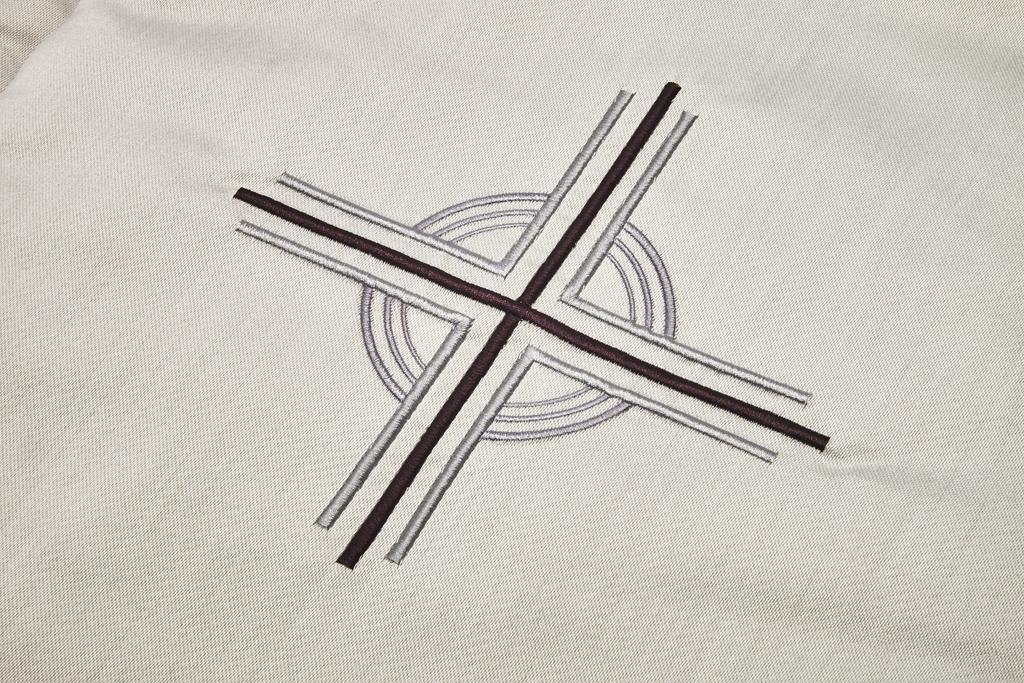 Deckengrt., Drell grau, gest. rundes Kreuz, Kordel innen, ST, 250 g/m²