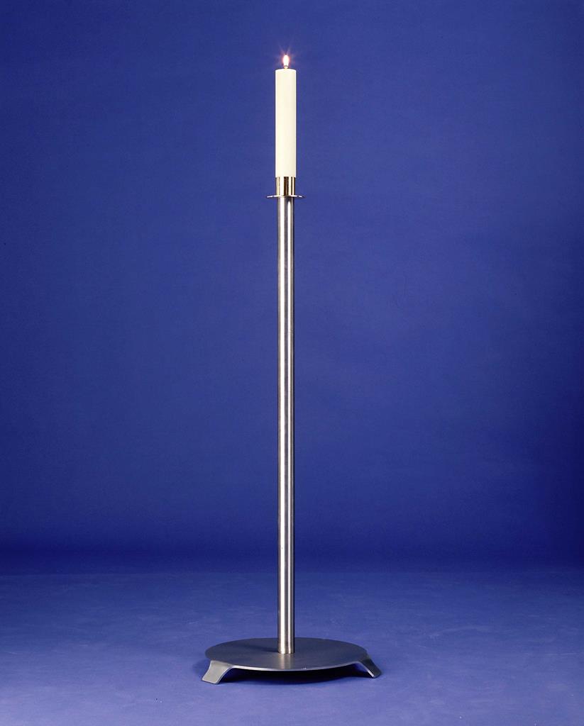 Leuchter Grundfuß aus Edelstahl, Fuß platte dm 33 cm Höhe 80 cm