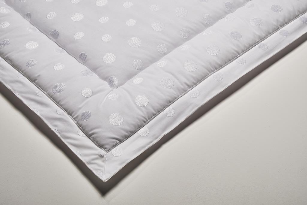 Deckengrt., Batist weiß, Punkte, Stehsaum, 350 g/m²