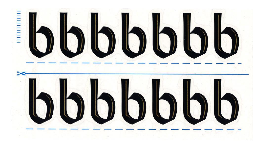 Grabkreuzbeschriftung - 36mm, Zeichen 'b', 14 Stück pro Blatt
