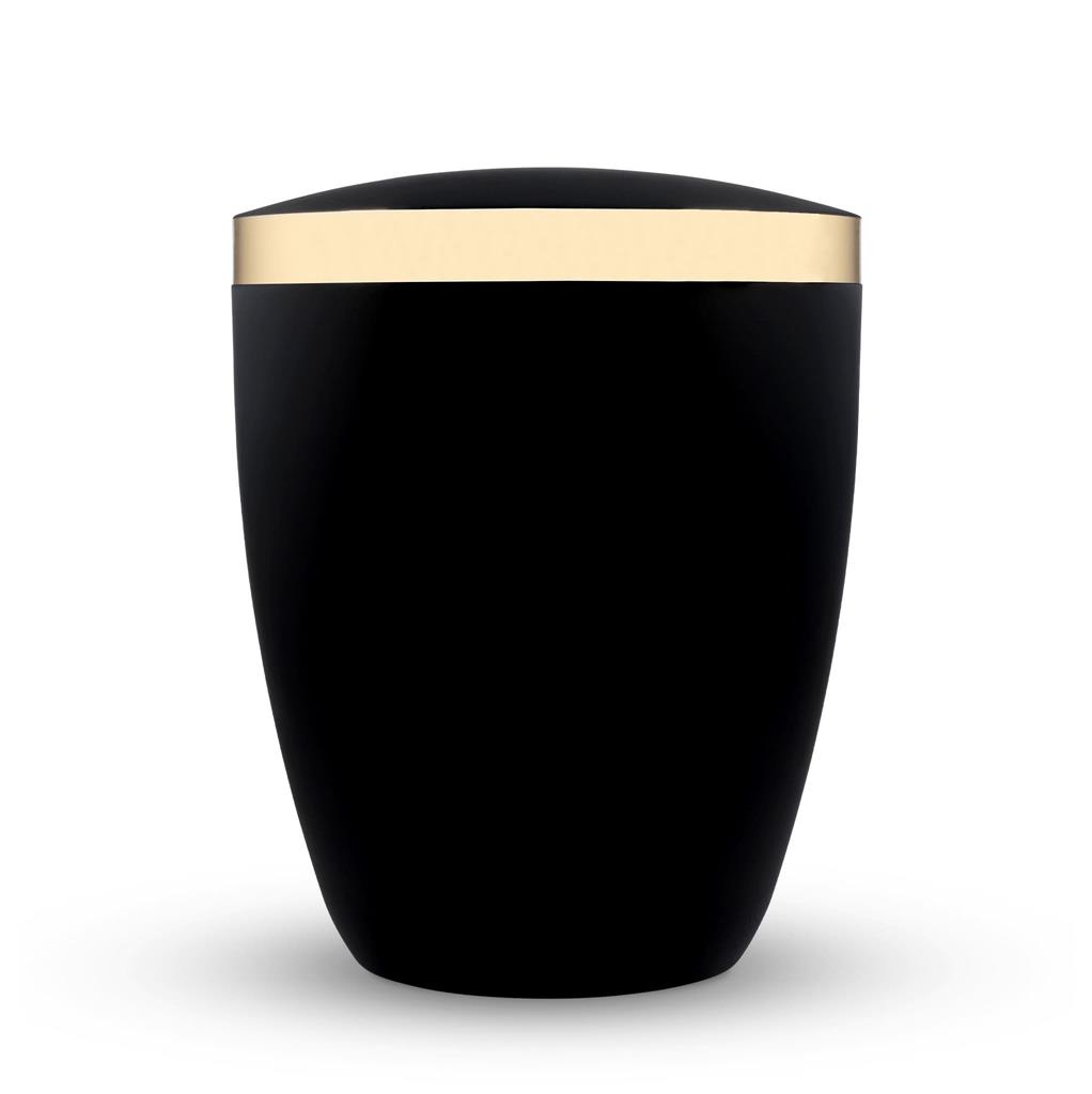Naturstoffurne, schwarz-matt, Goldband