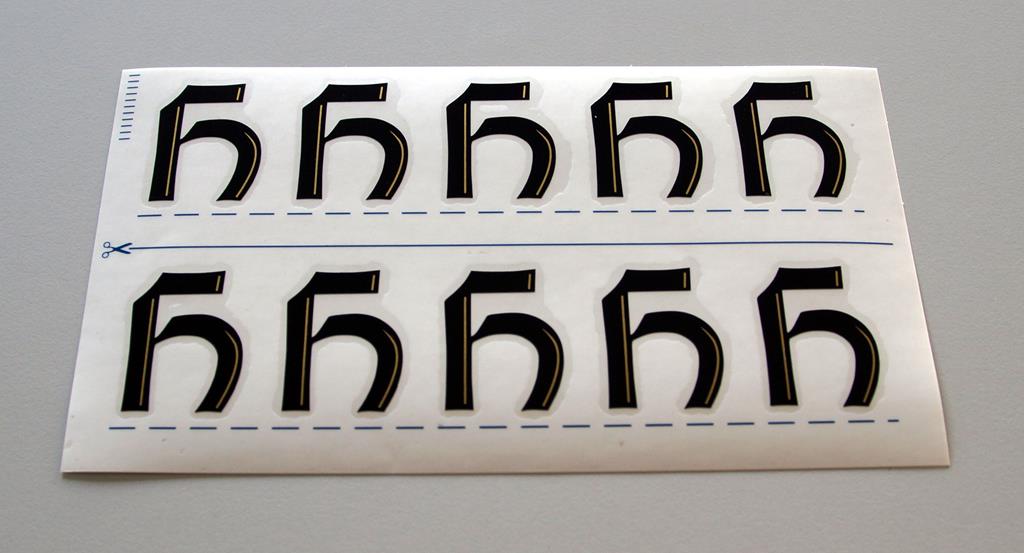 Grabkreuzbeschriftung - 36mm, Zeichen 'H', 10 Stück pro Blatt