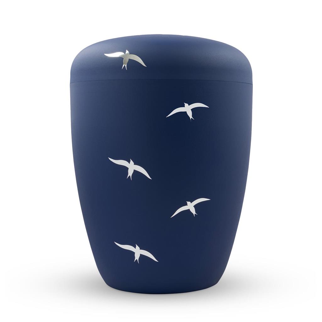 Naturstoffurne, atlantic-blue, "Schwalben"