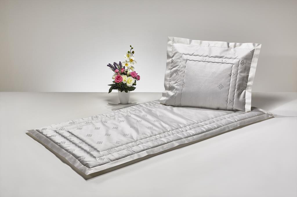 Deckengrt., Drell creme, Ornament, Stehsaum, 250 g/m²