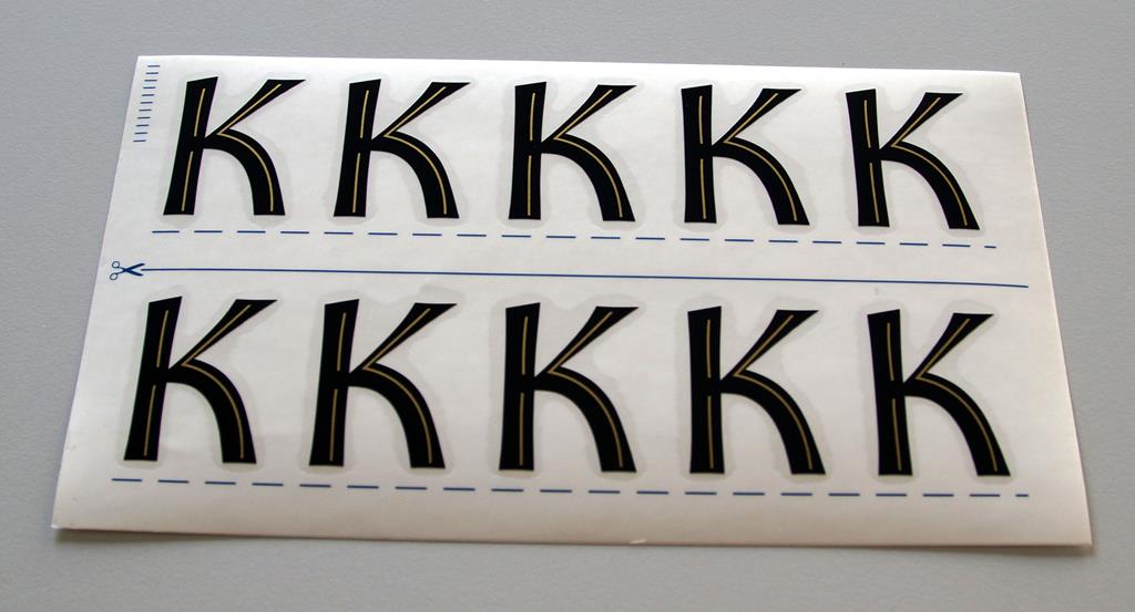 Grabkreuzbeschriftung - 36mm, Zeichen 'K', 10 Stück pro Blatt